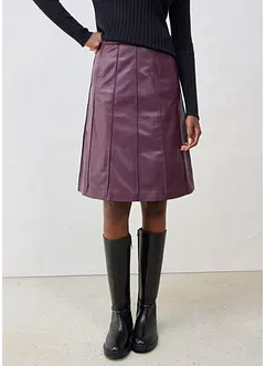 Skinnkjol i utställd modell, av lammnappa, bonprix