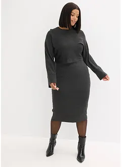 Stickad klänning och topp (2 delar), bonprix