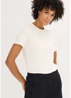 T-shirt med pärlapplikation, bonprix