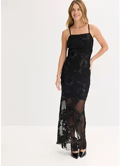 Maxiklänning med blombroderi, bonprix