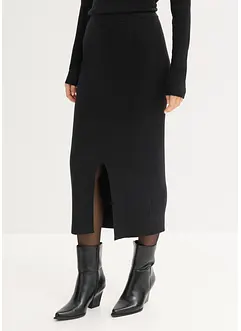 Finstickad kjol av mjuk viskosmix, bonprix