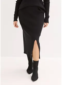 Finstickad kjol av mjuk viskosmix, bonprix