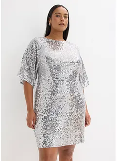 Paljettklänning med rosettdetalj, bonprix