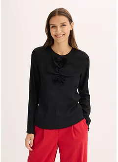 Långärmad topp av crêpe, bonprix