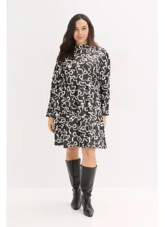 Mellanlång klänning i böljande viskosmix, bonprix