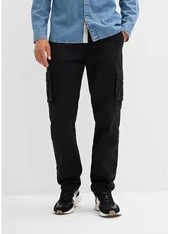Fodrad cargobyxa i Relaxed Fit med resårlinning, Straight, bonprix