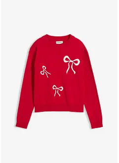 Finstickad tröja med rosettdetalj, bonprix