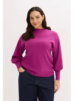 Stickad tröja med ballongärmar, bonprix