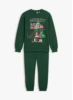 Sweatshirt och trikåbyxa i bomull (2 delar), bonprix