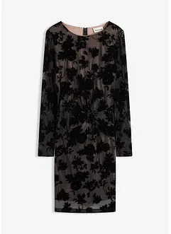 Miniklänning av mesh med flockbroderi, bonprix