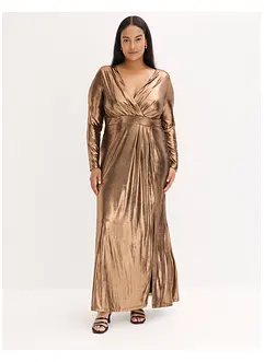 Aftonklänning i glansig och fintrådig jersey, bonprix