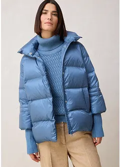 Dunjacka med återvunnet dun och stickade ärmar, bonprix