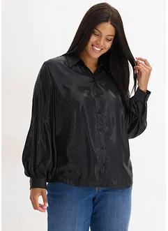 Skjortblus i glänsande satin, bonprix