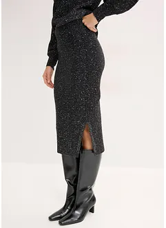 Stickad kjol med paljetter, bonprix