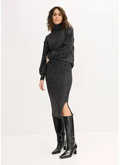 Stickad kjol med paljetter, bonprix