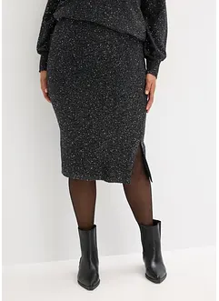 Stickad kjol med paljetter, bonprix