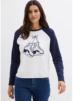 Topp med raglanärmar i ekologisk bomull, bonprix