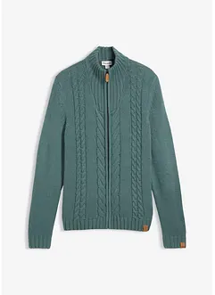 Grovstickad cardigan med flätmönster, bonprix