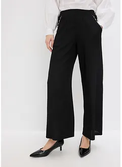 Byxa med pärlapplikation i jersey med struktur, bonprix