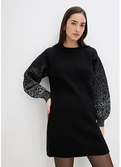 Stickad klänning med glittrig effekt, bonprix