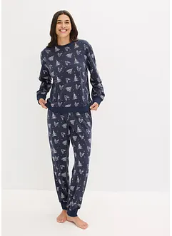 Pyjamas av ren bomull med glittermönster, bonprix
