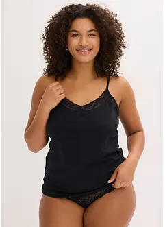 Linne med ekologisk bomull och spets (2-pack), bonprix