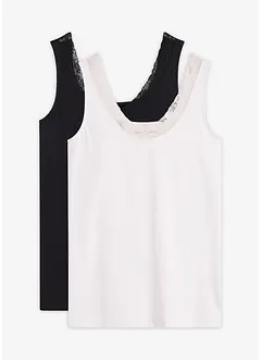 Linne med ekologisk bomull och spets (2-pack), bonprix