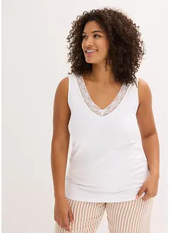 Linne med ekologisk bomull och spets (2-pack), bonprix