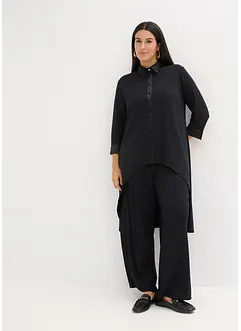 Jerseyblus med satinbesättningar, bonprix