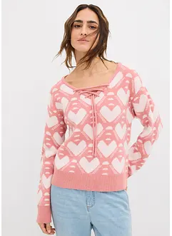 Finstickad tröja med jacquardmönster, bonprix