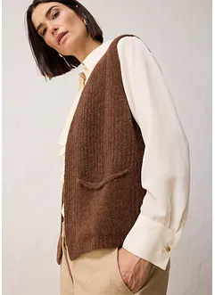 Grovstickad väst med alpackaull, bonprix