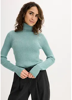 Ribbstickad polotröja, bonprix