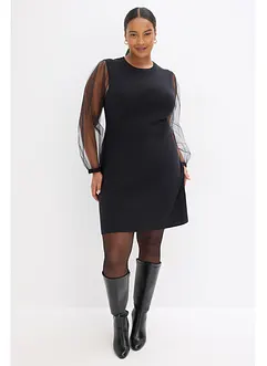 Stickad klänning i följsam viskosmix, bonprix