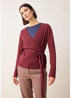 Omlottcardigan i bomull och merinoull, bonprix