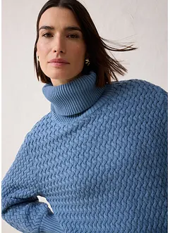 Polotröja i bomull och merinoull, bonprix