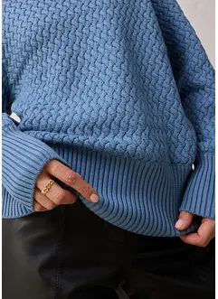 Polotröja i bomull och merinoull, bonprix