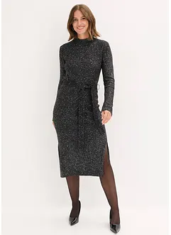 Stickad klänning med paljetter, bonprix