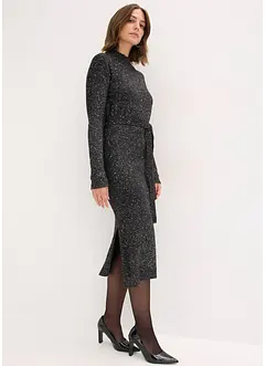 Stickad klänning med paljetter, bonprix