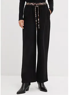 Vid trikåbyxa med kontrasterande linning, bonprix