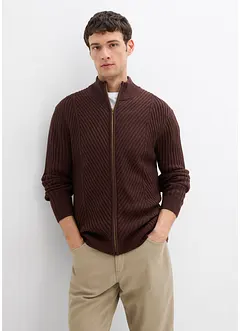 Ribbstickad kofta av bomullsmix, bonprix