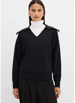 Sweatshirt med generös krage, av viskosmix, bonprix
