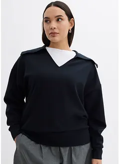 Sweatshirt med generös krage, av viskosmix, bonprix
