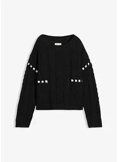 Grovstickad tröja med flätmönster, bonprix