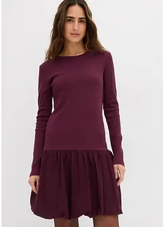 Trikåklänning med ballongformad kjoldel, bonprix