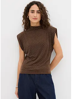 Ärmlös topp med glitterstenar, bonprix