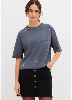 T-shirt i bomull med glitterstenar, bonprix