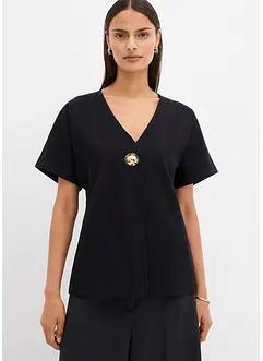 Bekväm Punto di Roma-väst med dekorativ knapp, bonprix