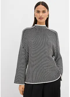 Tröja med halvpolo i viskosmix, bonprix