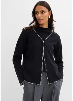 Cardigan i bomull och ull med kontrasterande detaljer, bonprix