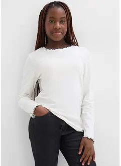 Långärmad topp av elastisk mix med ekologisk bomull (2-pack), bonprix